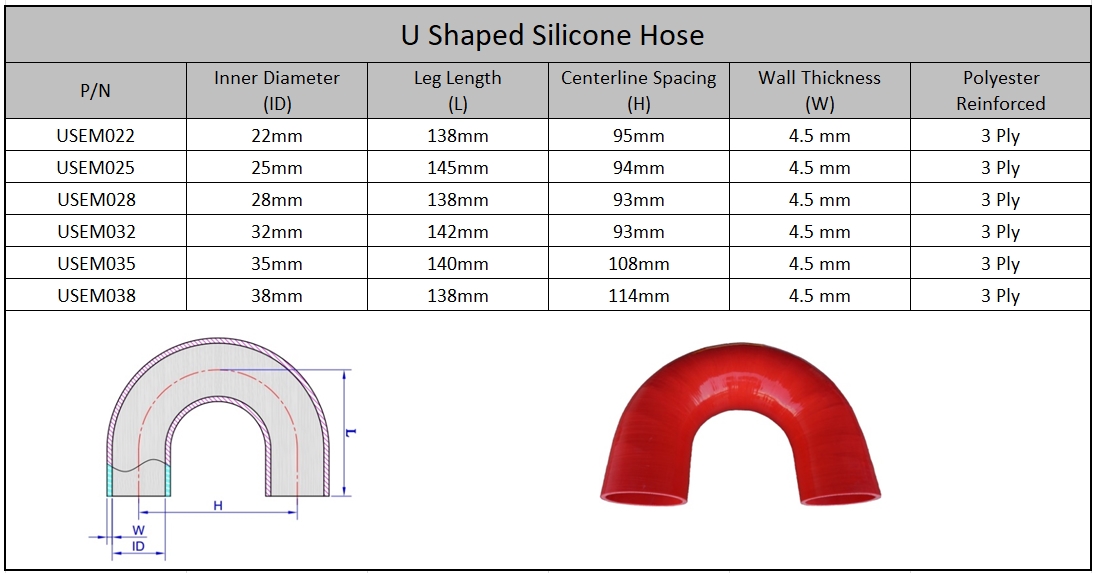 U Shaped Silicone Hose