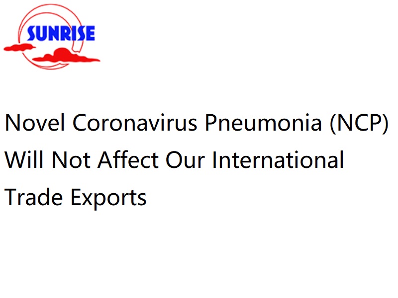 Novel Coronavirus Pneumonia (NCP) Will Not Affect Our International Trade Exports